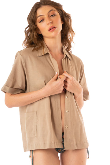 ROPA DE PLAYA CAMISA MANGA CORTA CON BOLSILLO LENA 9332