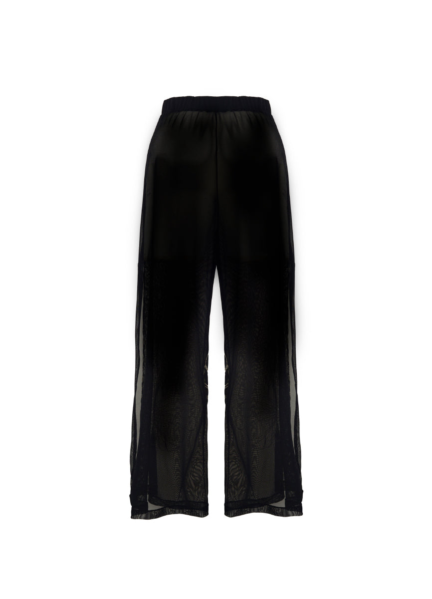 ROPA DE PLAYA PANTALON BOTA ANCHA BORDADO CINTURA ENRESORTADA CRETA 9422