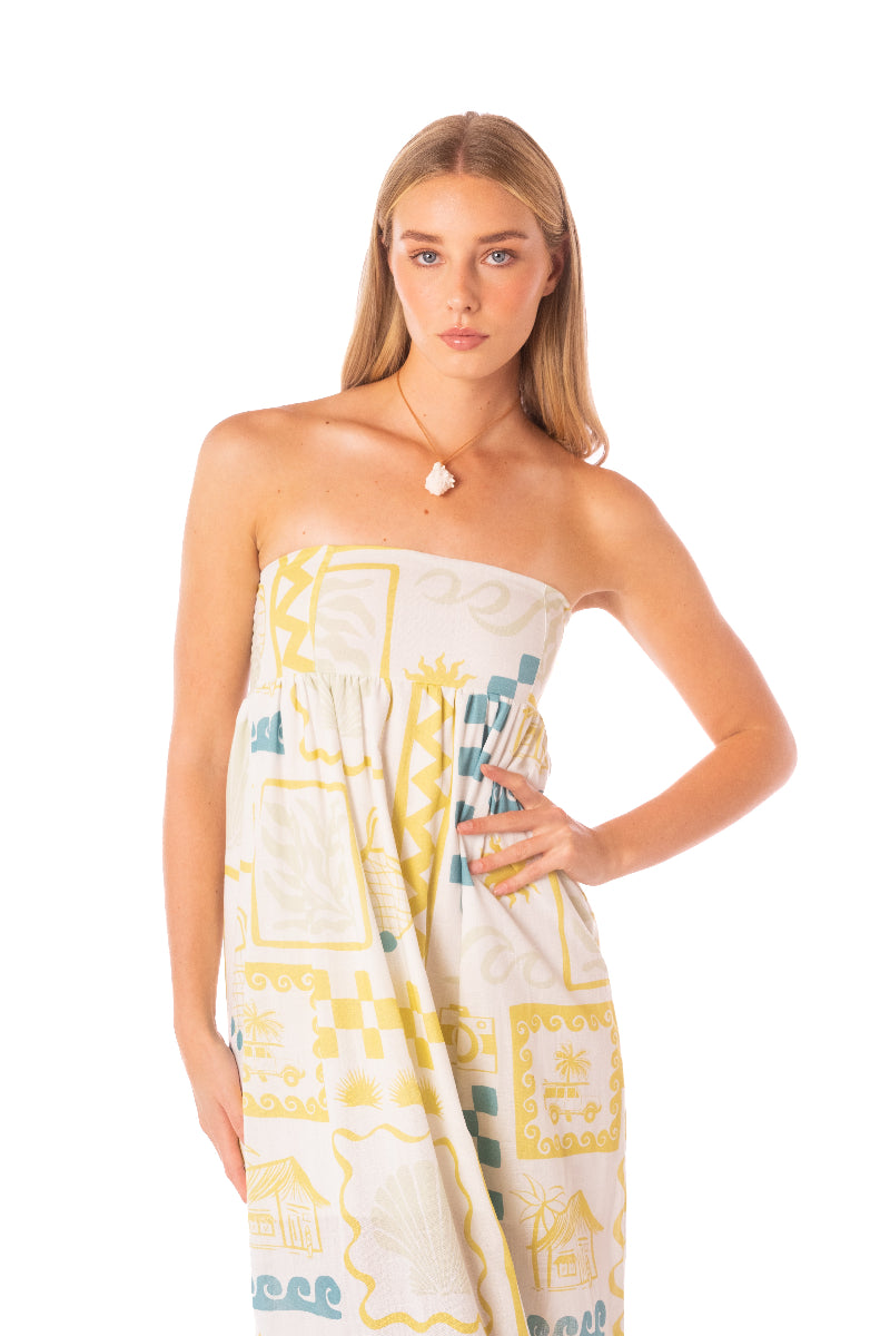 ROPA DE PLAYA VESTIDO LARGO STRAPLESS GERA 9445