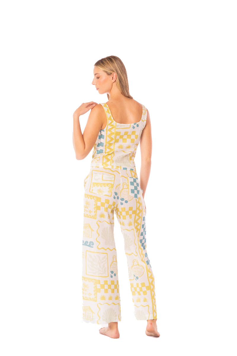 ROPA DE PLAYA CHALECO BORDADO DE AMARRES DOLLY 9446