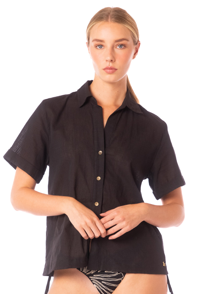 ROPA DE PLAYA CAMISA BLUSA MANGA CORTA AMATISTA 9464