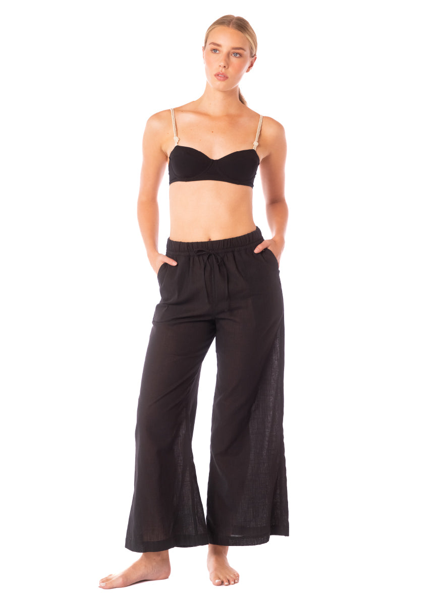 ROPA DE PLAYA PANTALON CORTE ANCHO EN LINO AGATHA 9469