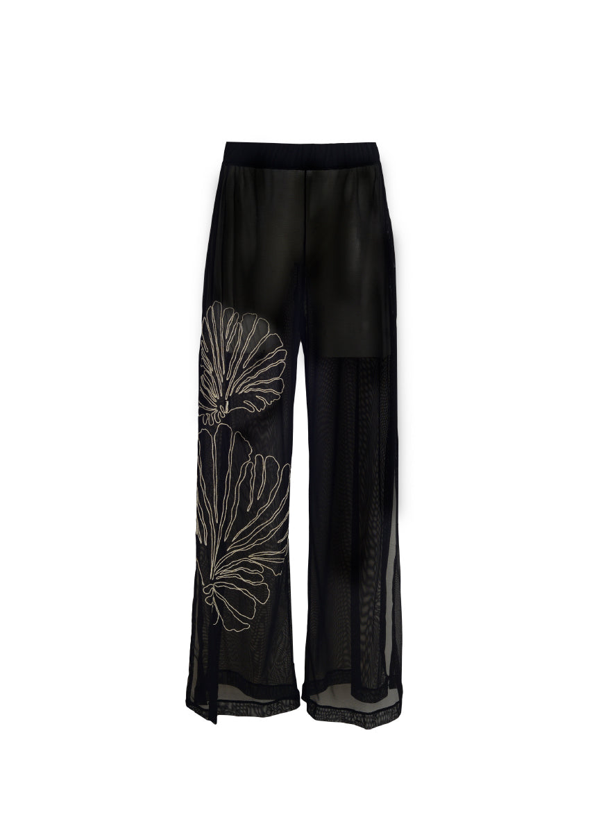 ROPA DE PLAYA PANTALON BOTA ANCHA BORDADO CINTURA ENRESORTADA CRETA 9422