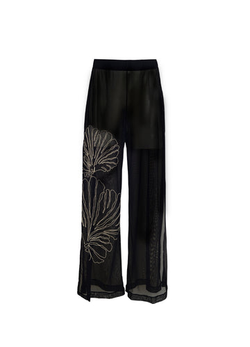 ROPA DE PLAYA PANTALON BOTA ANCHA BORDADO CINTURA ENRESORTADA CRETA 9422
