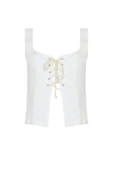 ROPA DE PLAYA CHALECO BORDADO DE AMARRES DOLLY 9432