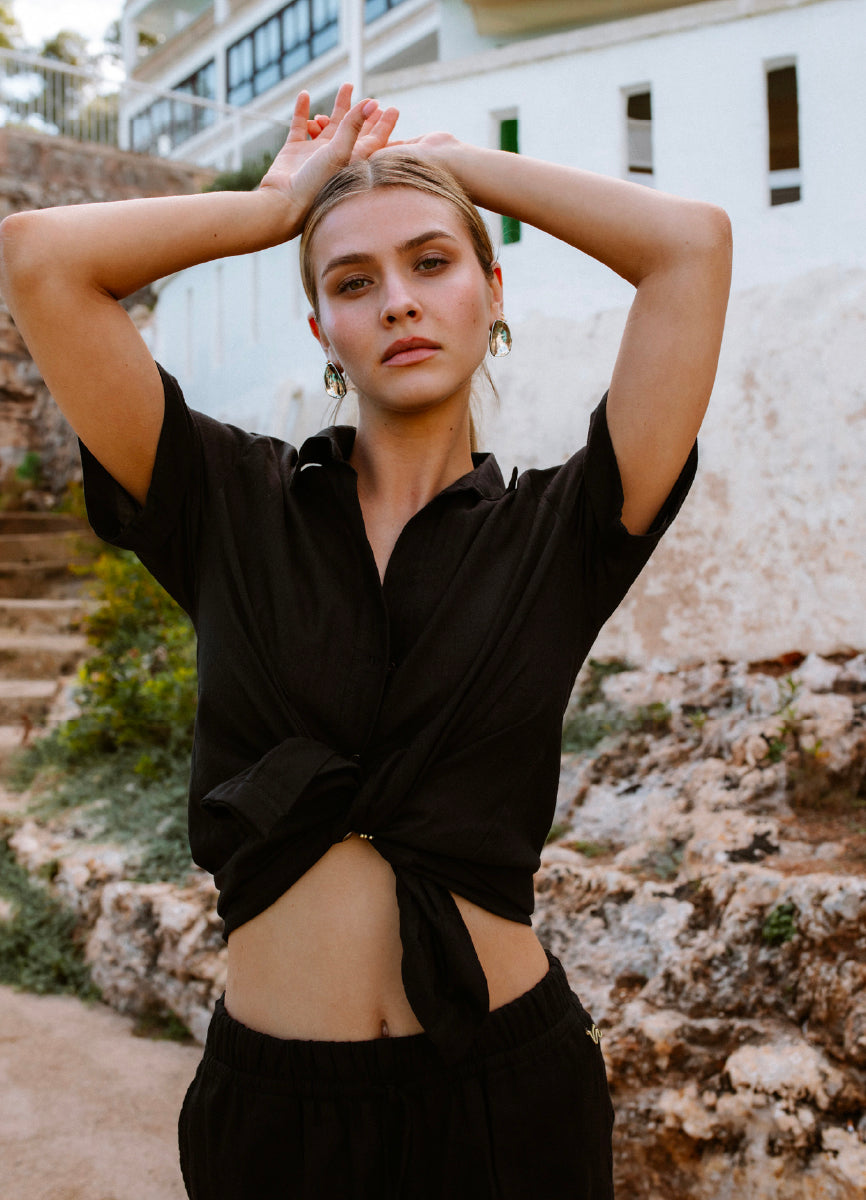 ROPA DE PLAYA CAMISA BLUSA MANGA CORTA AMATISTA 9464